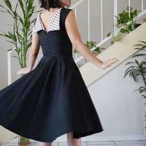 Black midi polka dot dress